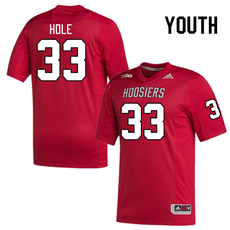 Youth #33 Connor Hole Indiana Hoosiers College Football Jerseys Stitched-Red